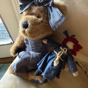 Plaid Dress Teddy Bear with Doll